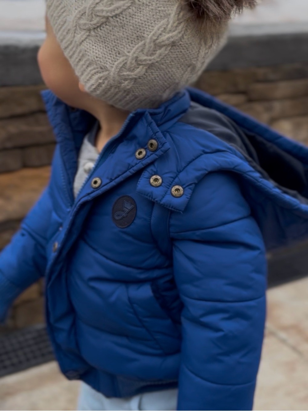 Jacadi 2T 24 month Blue Puffer Kids Jacket with Hood removable sleeves for vest